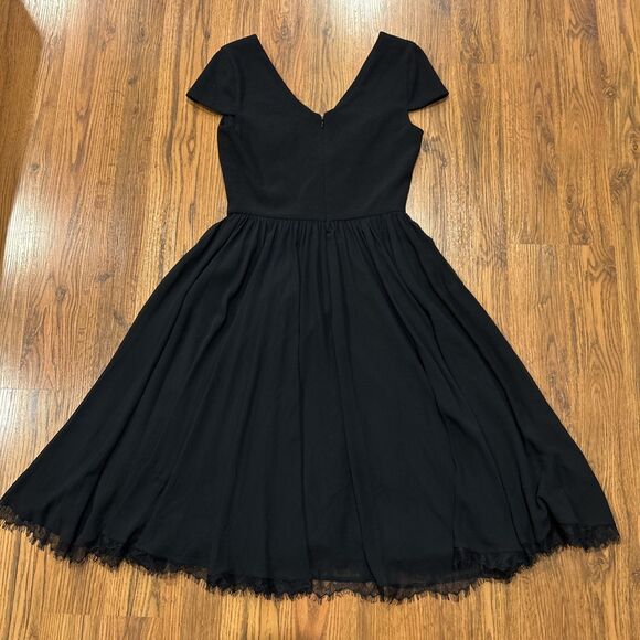 Dress the Population Corey Womens Small Chiffon Fit & Flare Cocktail Black - Picture 12 of 13